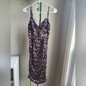 Witchery Blue and Brown Patterned Midi Dress